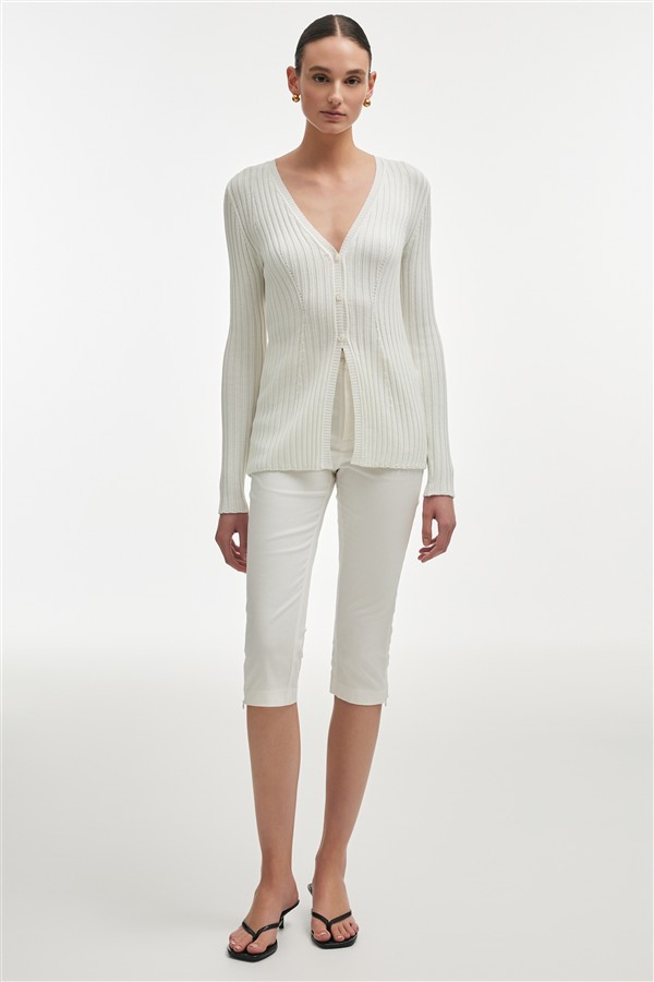 NR FEMME KNITTED CARDIGAN WHITE